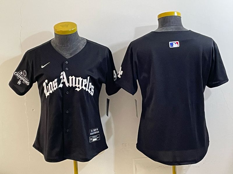 Women 2026 Los Angeles Dodgers Blank Black Game Nike MLB Jersey style 002